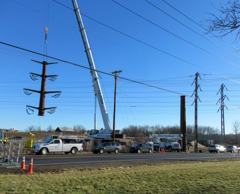 Installation of single-pole transmission systems